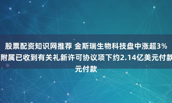 股票配资知识网推荐 金斯瑞生物科技盘中涨超3% 附属已收到有关礼新许可协议项下约2.14亿美元付款